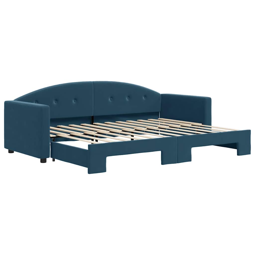 Divano Letto con Letto Estraibile Blu 80x200 cm in Velluto