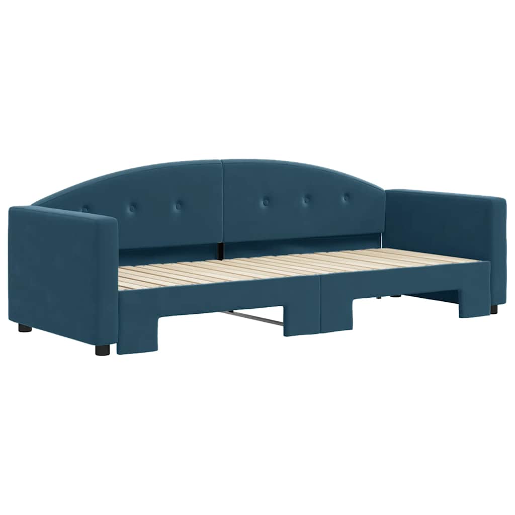 Divano Letto con Letto Estraibile Blu 80x200 cm in Velluto