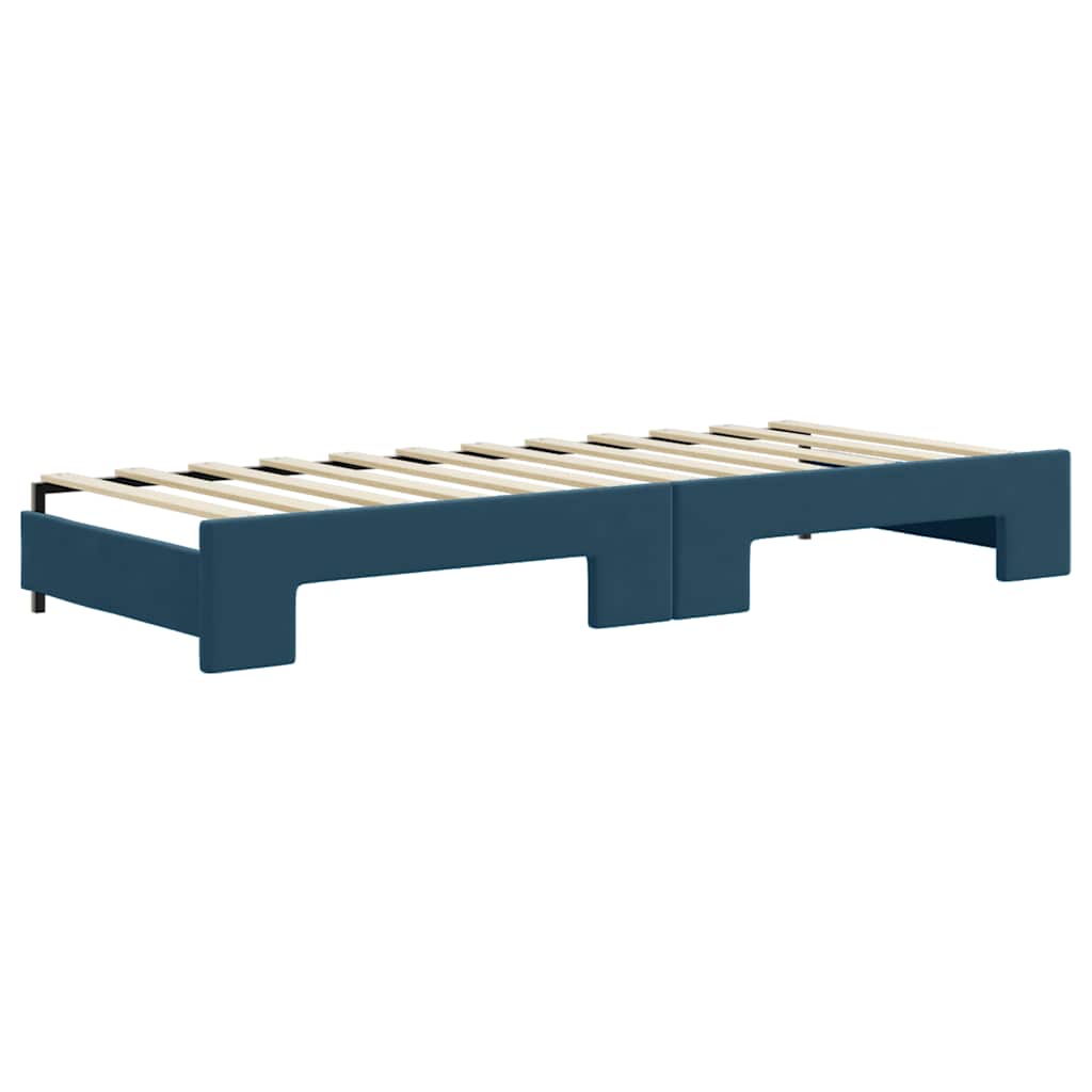 Divano Letto con Letto Estraibile Blu 80x200 cm in Velluto