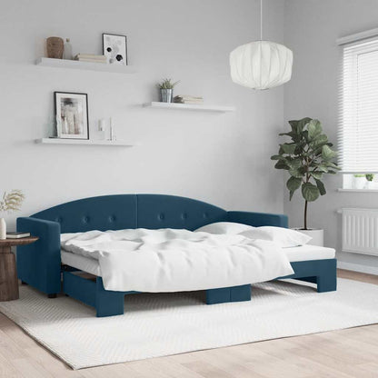 Divano Letto con Letto Estraibile Blu 80x200 cm in Velluto