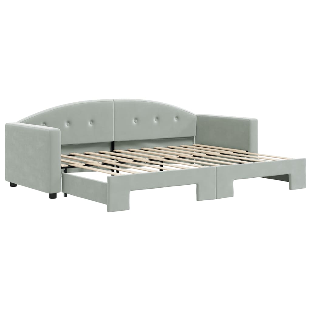 Divano Letto con Letto Estraibile Grigio Chiaro 80x200 Velluto