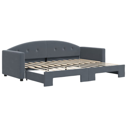 Divano Letto con Letto Estraibile Grigio Scuro 80x200cm Velluto