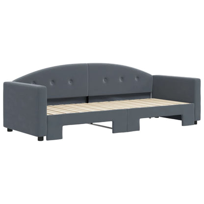 Divano Letto con Letto Estraibile Grigio Scuro 80x200cm Velluto