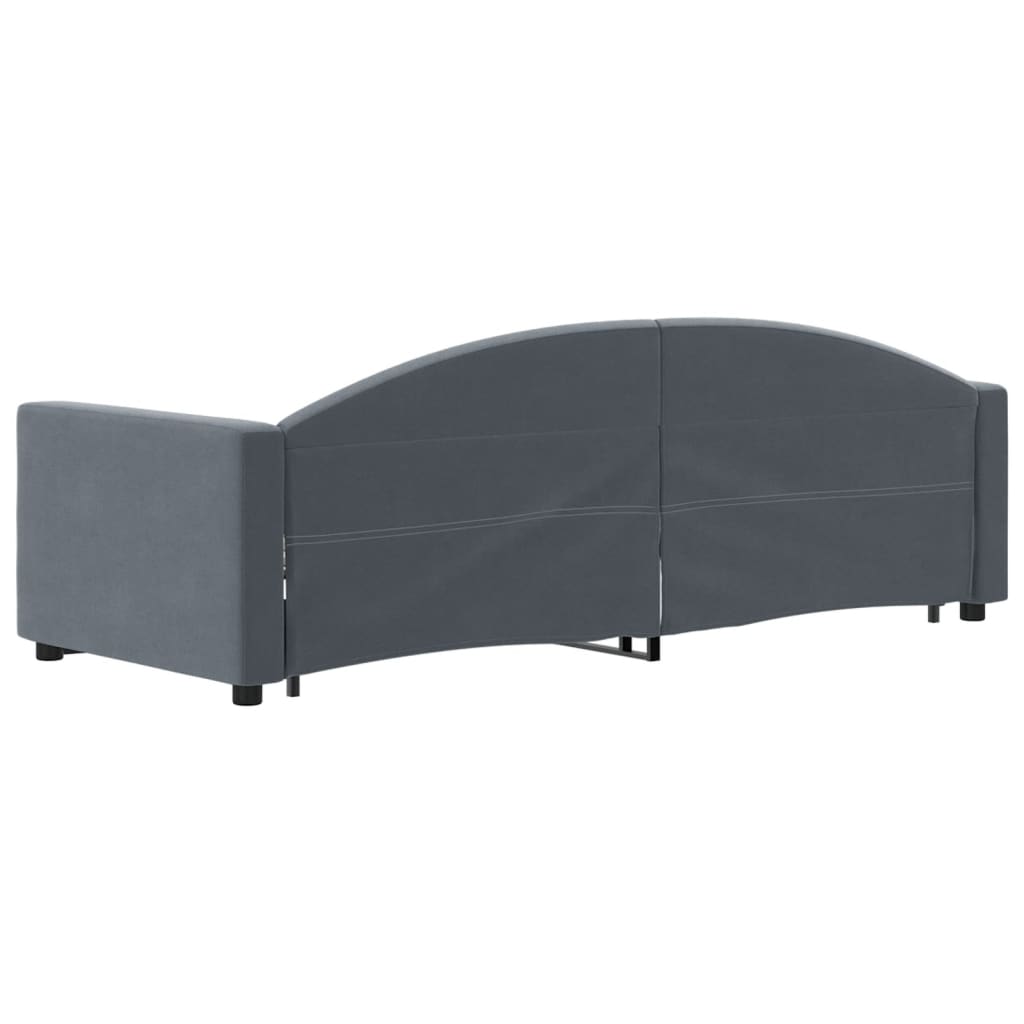 Divano Letto con Letto Estraibile Grigio Scuro 80x200cm Velluto