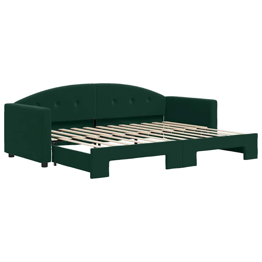 Divano Letto con Letto Estraibile Verde Scuro 80x200cm Velluto