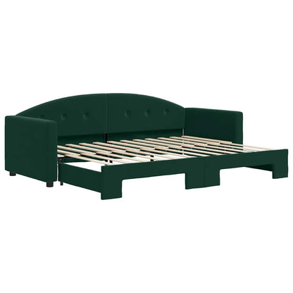 Divano Letto con Letto Estraibile Verde Scuro 80x200cm Velluto