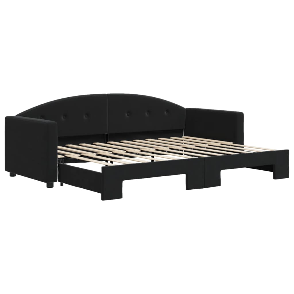 Divano Letto con Letto Estraibile Nero 80x200 cm in Velluto