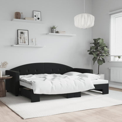 Divano Letto con Letto Estraibile Nero 80x200 cm in Velluto