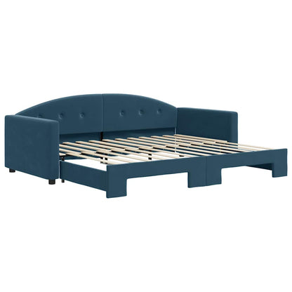 Divano Letto con Letto Estraibile Blu 90x200 cm in Velluto