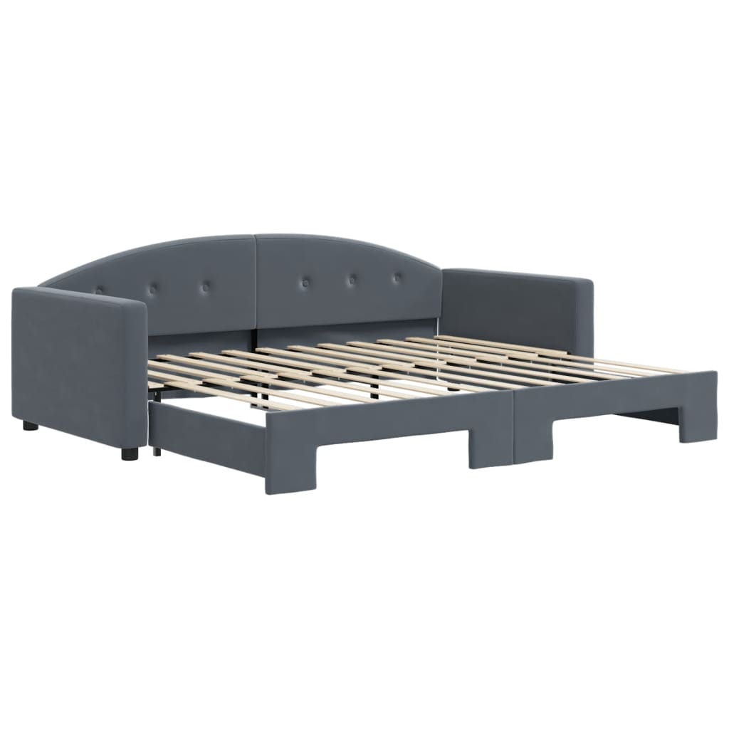 Divano Letto con Letto Estraibile Grigio Scuro 90x200cm Velluto