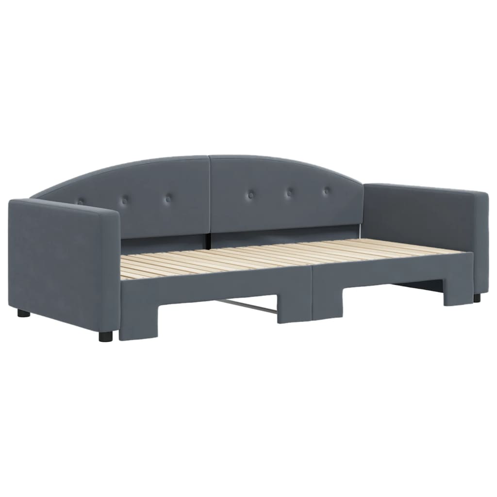 Divano Letto con Letto Estraibile Grigio Scuro 90x200cm Velluto