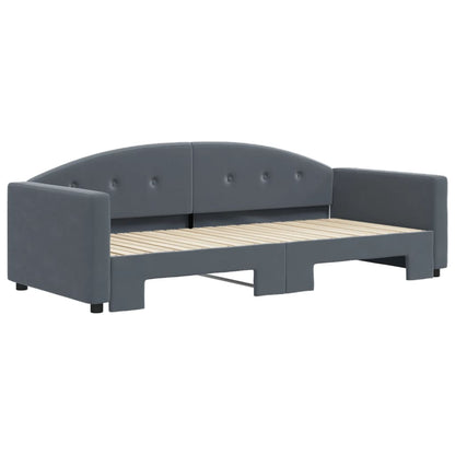 Divano Letto con Letto Estraibile Grigio Scuro 90x200cm Velluto