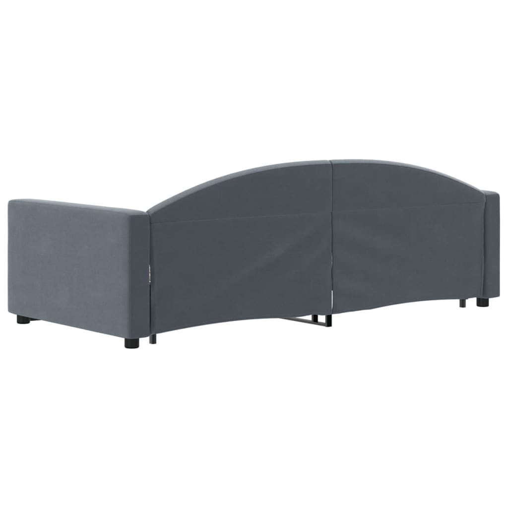 Divano Letto con Letto Estraibile Grigio Scuro 90x200cm Velluto