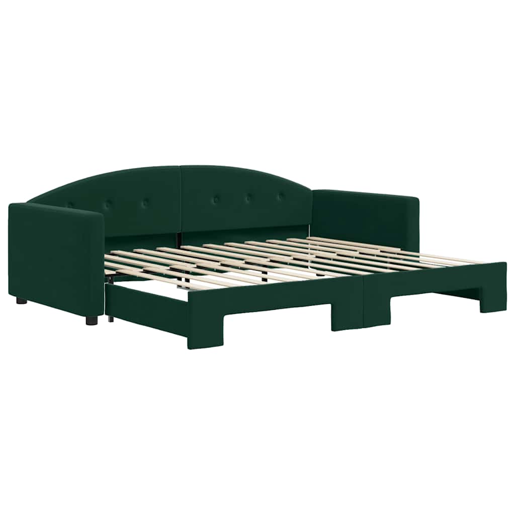 Divano Letto con Letto Estraibile Verde Scuro 90x200cm Velluto
