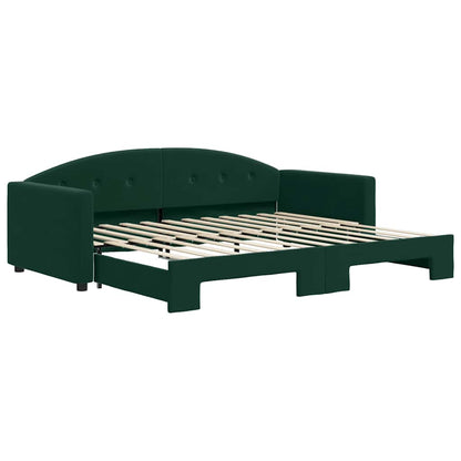 Divano Letto con Letto Estraibile Verde Scuro 90x200cm Velluto