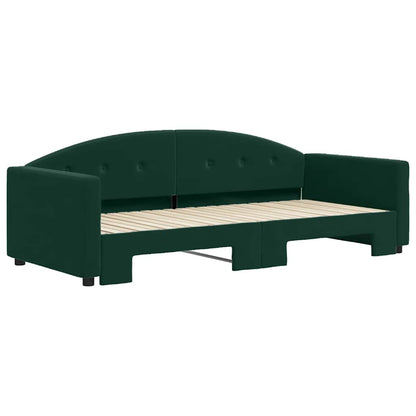 Divano Letto con Letto Estraibile Verde Scuro 90x200cm Velluto
