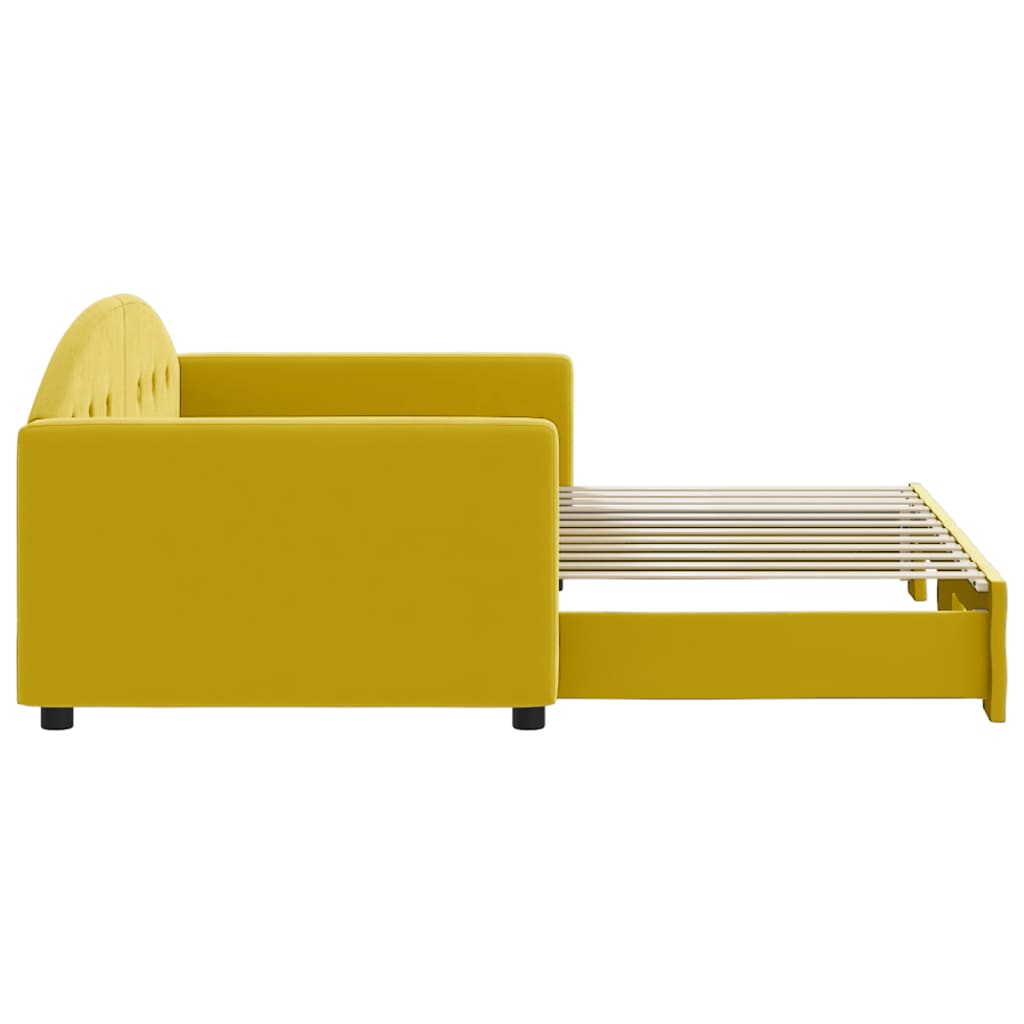 Divano Letto con Letto Estraibile Giallo 90x200 cm in Velluto
