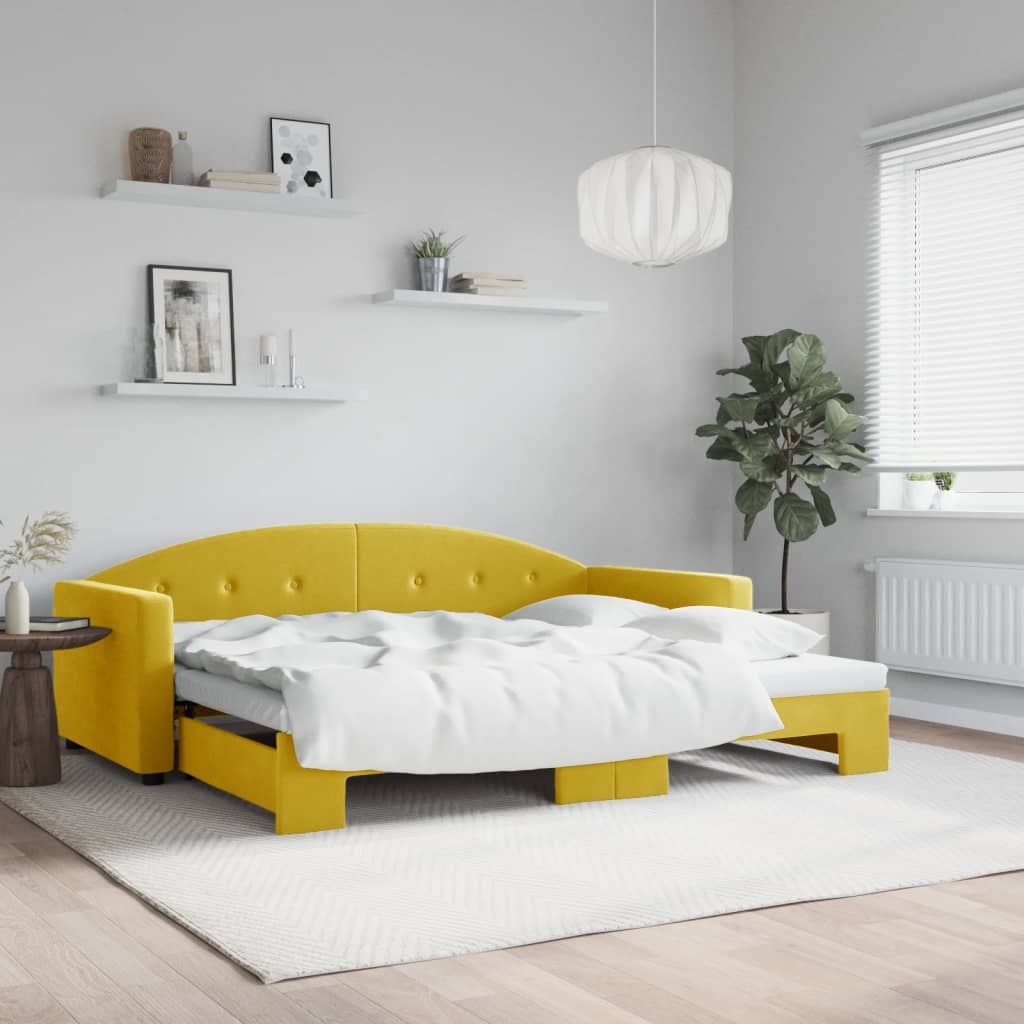 Divano Letto con Letto Estraibile Giallo 90x200 cm in Velluto