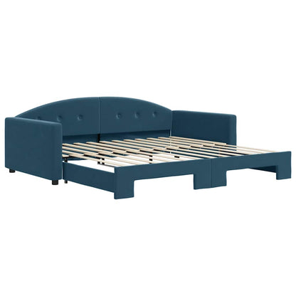 Divano Letto con Letto Estraibile Blu 100x200 cm in Velluto
