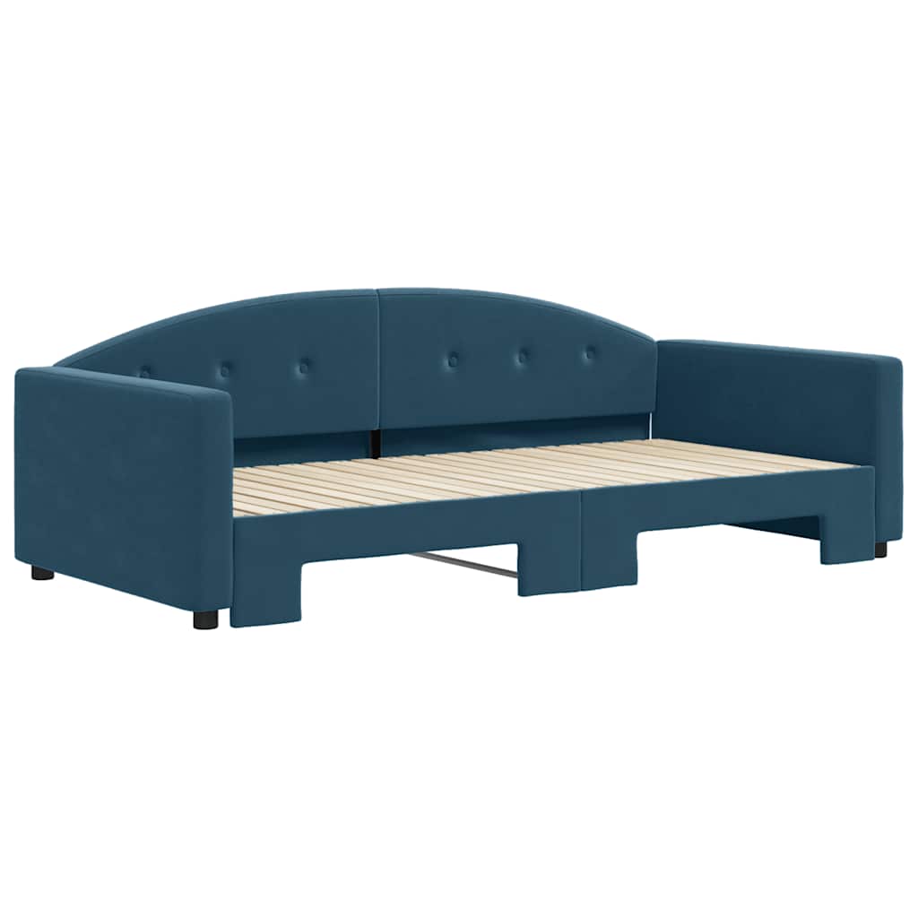 Divano Letto con Letto Estraibile Blu 100x200 cm in Velluto