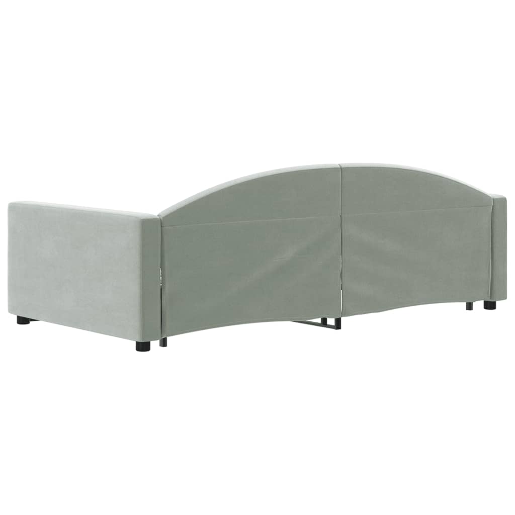 Divano Letto con Letto Estraibile Grigio Chiaro 100x200 Velluto