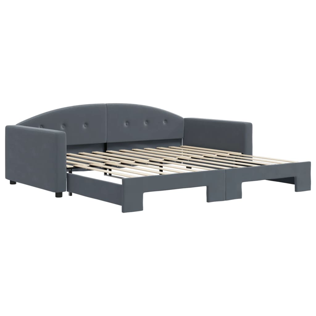 Divano Letto con Letto Estraibile Grigio Scuro 100x200 Velluto