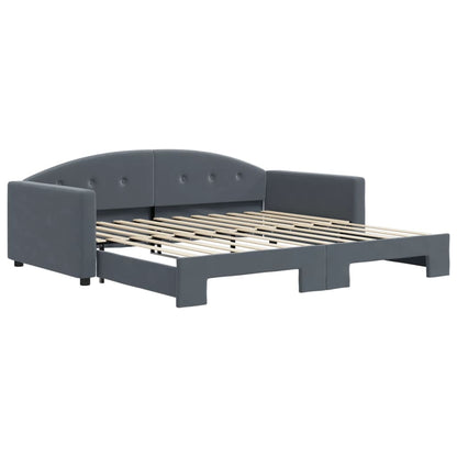 Divano Letto con Letto Estraibile Grigio Scuro 100x200 Velluto