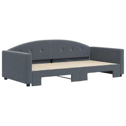 Divano Letto con Letto Estraibile Grigio Scuro 100x200 Velluto