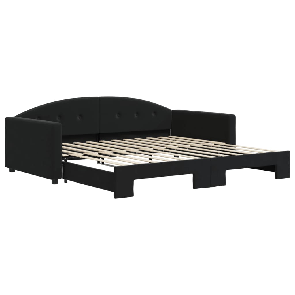 Divano Letto con Letto Estraibile Nero 100x200 cm in Velluto