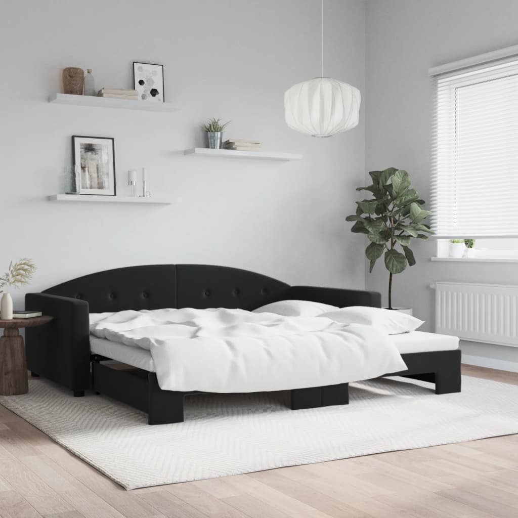 Divano Letto con Letto Estraibile Nero 100x200 cm in Velluto