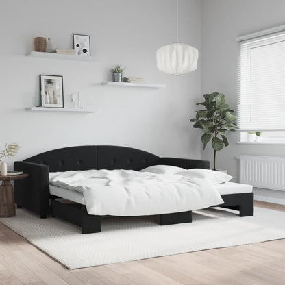 Divano Letto con Letto Estraibile Nero 100x200 cm in Velluto