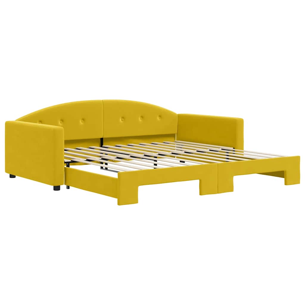 Divano Letto con Letto Estraibile Giallo 100x200 cm in Velluto