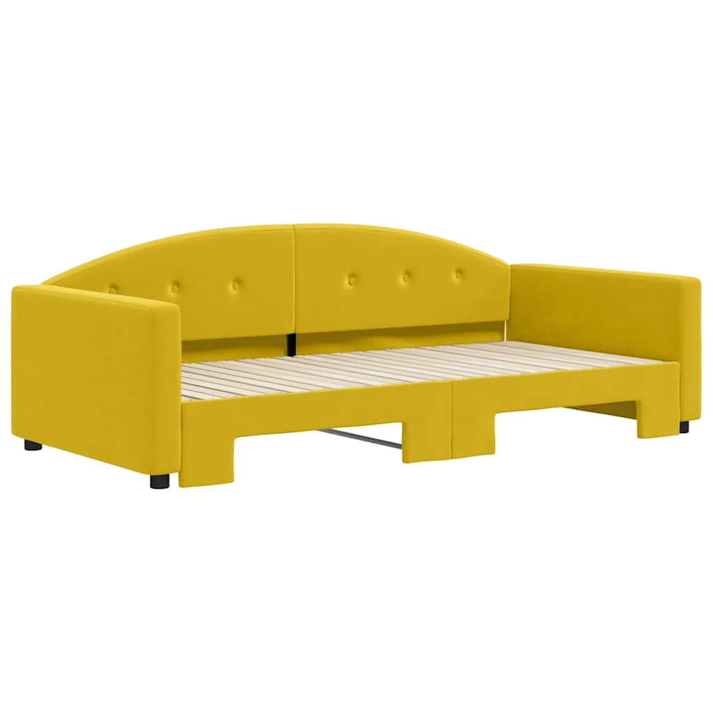 Divano Letto con Letto Estraibile Giallo 100x200 cm in Velluto