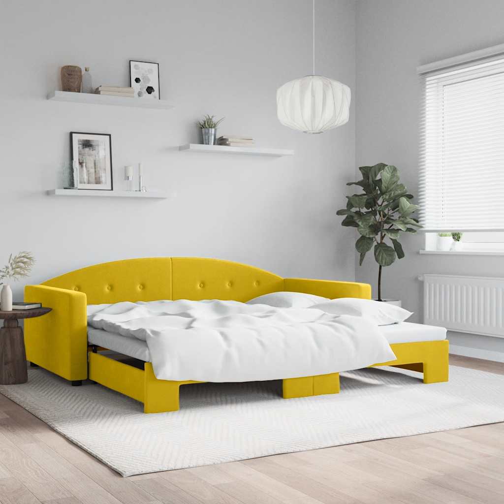 Divano Letto con Letto Estraibile Giallo 100x200 cm in Velluto