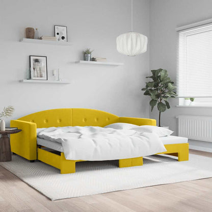 Divano Letto con Letto Estraibile Giallo 100x200 cm in Velluto