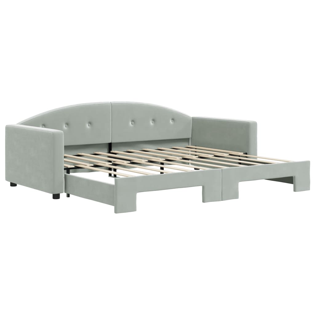 Divano Letto con Letto Estraibile Grigio Chiaro 90x190 Velluto