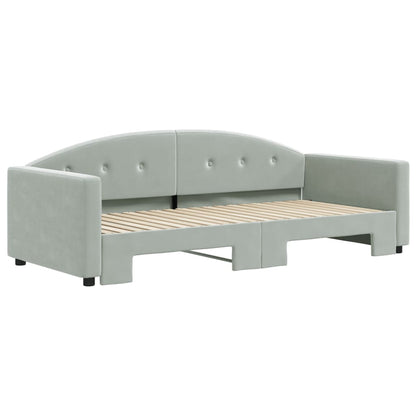 Divano Letto con Letto Estraibile Grigio Chiaro 90x190 Velluto