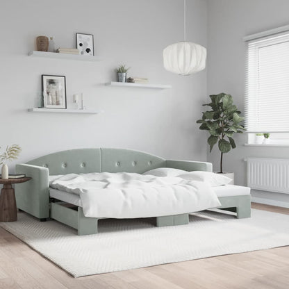 Divano Letto con Letto Estraibile Grigio Chiaro 90x190 Velluto