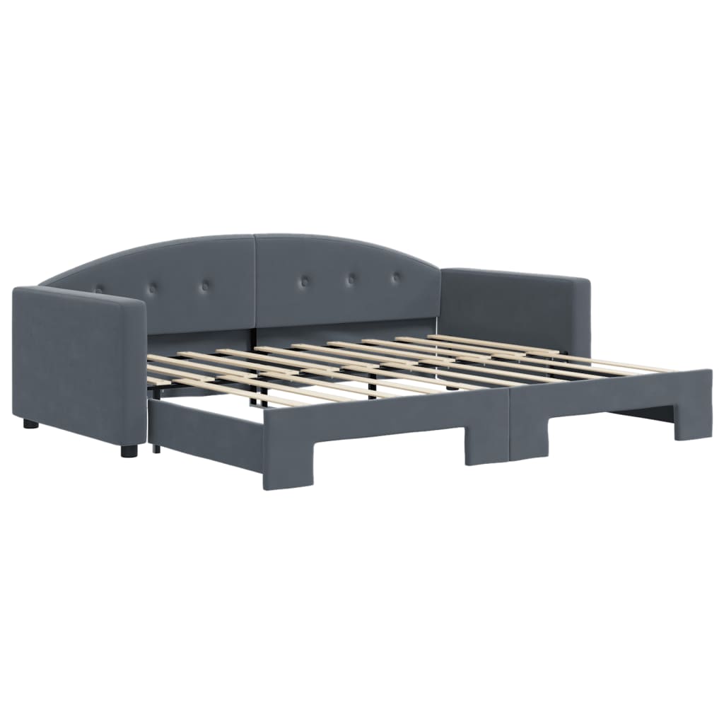 Divano Letto con Letto Estraibile Grigio Scuro 90x190cm Velluto