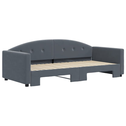 Divano Letto con Letto Estraibile Grigio Scuro 90x190cm Velluto