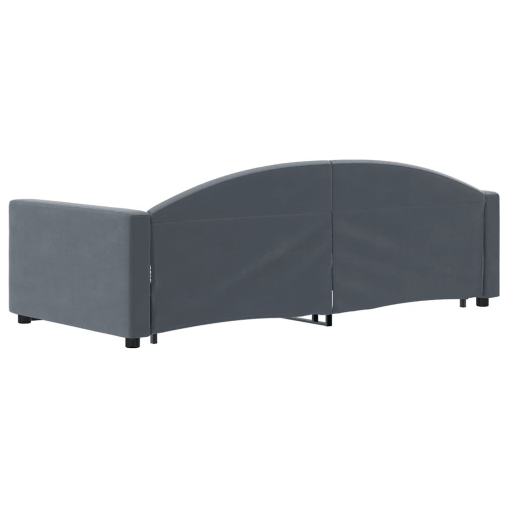Divano Letto con Letto Estraibile Grigio Scuro 90x190cm Velluto