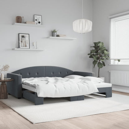 Divano Letto con Letto Estraibile Grigio Scuro 90x190cm Velluto