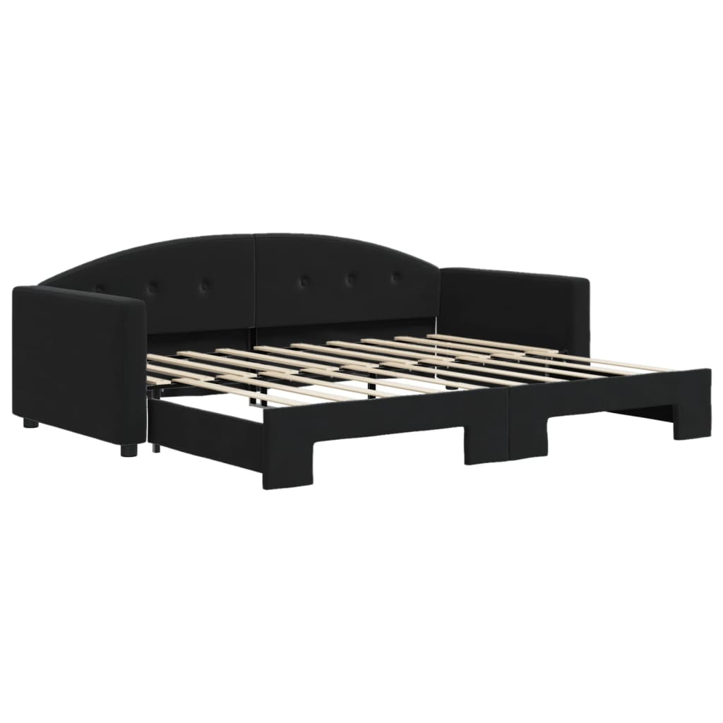 Divano Letto con Letto Estraibile Nero 90x190 cm in Velluto