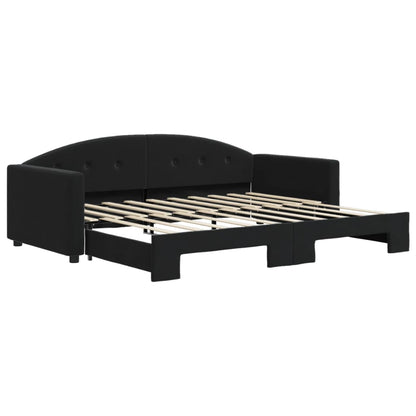Divano Letto con Letto Estraibile Nero 90x190 cm in Velluto