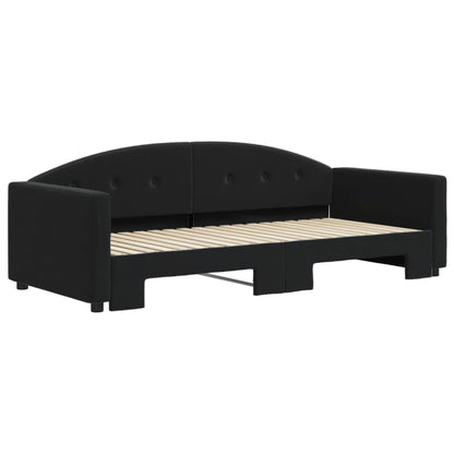 Divano Letto con Letto Estraibile Nero 90x190 cm in Velluto