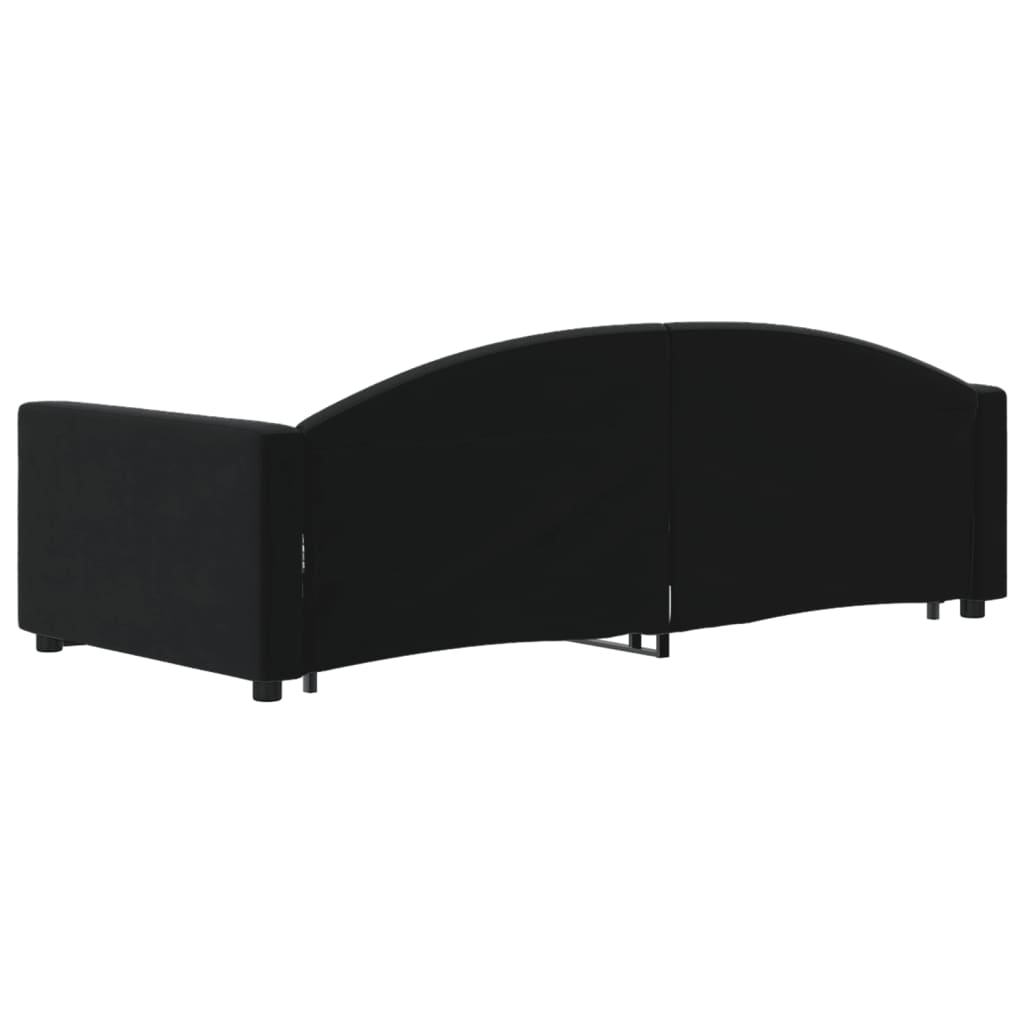 Divano Letto con Letto Estraibile Nero 90x190 cm in Velluto