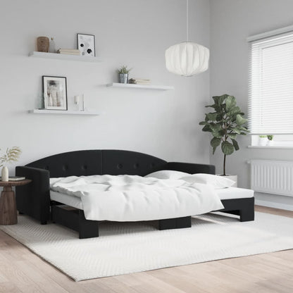 Divano Letto con Letto Estraibile Nero 90x190 cm in Velluto