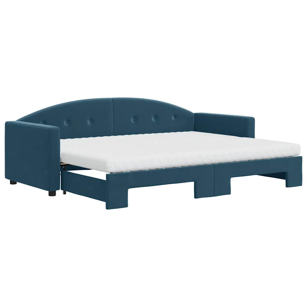 Divano Letto Estraibile con Materassi Blu 80x200 cm Velluto