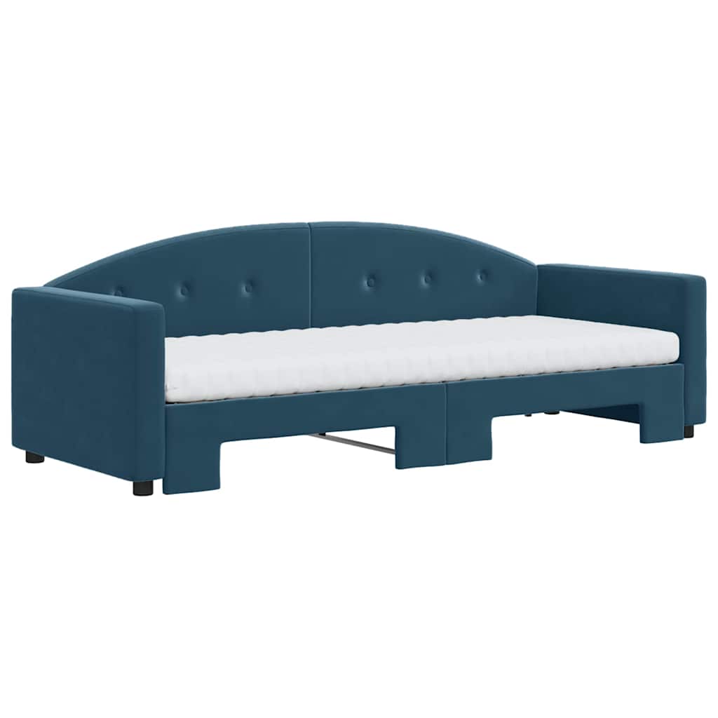 Divano Letto Estraibile con Materassi Blu 80x200 cm Velluto