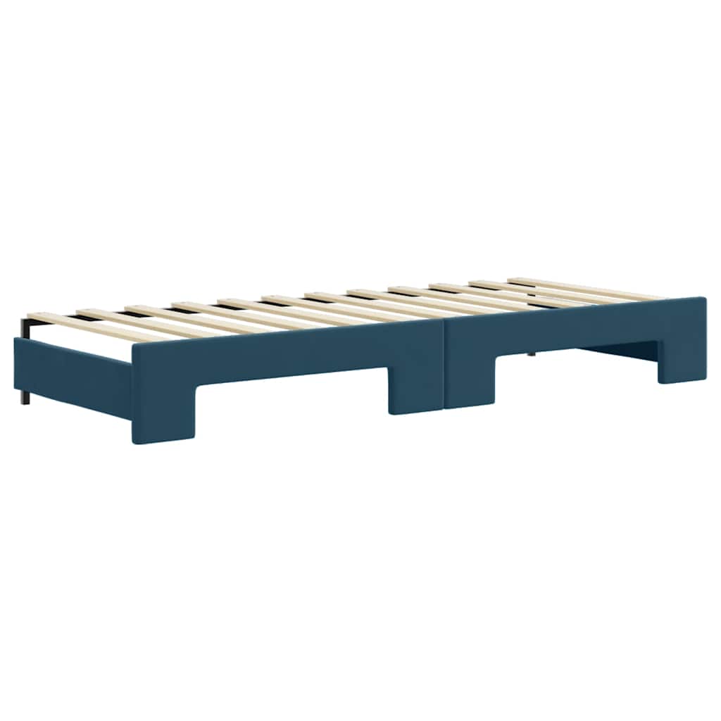 Divano Letto Estraibile con Materassi Blu 80x200 cm Velluto